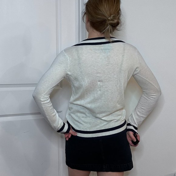 C&C California Cashmere Ivory Tennis Sweater - S - Picture 8 of 11